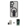 MARSİLYAN™- Galaxy S24 Kılıf Pusula Doku Koleksiyonu - Şeffaf 360 Full Body Arka Koruyucu + Bilvis Titan Kamera Lens - TMGI