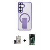 MARSİLYAN™- Galaxy S24 Kılıf Pusula Doku Koleksiyonu - Şeffaf 360 Full Body Arka Koruyucu + Bilvis Titan Kamera Lens - TMGI