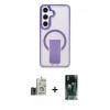 MARSİLYAN™- Galaxy S24 Kılıf Pusula Doku Koleksiyonu - Şeffaf 360 Full Body Arka Koruyucu + Bilvis Titan Kamera Lens - GD