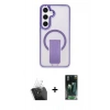 MARSİLYAN™- Galaxy S24 Kılıf Pusula Doku Koleksiyonu - Şeffaf 360 Full Body Arka Koruyucu + Kamera Lens Koruma Cam - SF