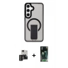MARSİLYAN™- Galaxy S24 Kılıf Pusula Doku Koleksiyonu - Şeffaf 360 Full Body Arka Koruyucu + PVD Metal Kamera Lens - TNGI