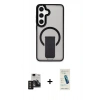 MARSİLYAN™- Galaxy S24 Kılıf Pusula Doku Koleksiyonu - Şeffaf Pasifik Cam Ekran Koruyucu + PVD Metal Kamera Lens - TNGI