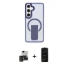MARSİLYAN™- Galaxy S24 Kılıf Pusula Doku Koleksiyonu - Siyah 6D Antistatik Mat Seramik Hayalet Nano Ekran Koruyucu + PVD Metal Kamera Lens - SH