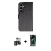 MARSİLYAN™- Galaxy S24 Kılıf Siluet Işık Serisi - Siyah 360 Mat Full Body Arka Koruyucu + PVD Metal Kamera Lens - DNMR