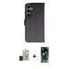 MARSİLYAN™- Galaxy S24 Kılıf Siluet Işık Serisi - Siyah 360 Mat Full Body Arka Koruyucu + Bilvis Titan Kamera Lens - SH
