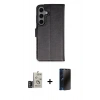 MARSİLYAN™- Galaxy S24 Kılıf Siluet Işık Serisi - Siyah 3D Antistatik Hayalet Cam Ekran Koruyucu + Bilvis Titan Kamera Lens - DNMR