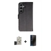 MARSİLYAN™- Galaxy S24 Kılıf Siluet Işık Serisi - Siyah 3D Antistatik Hayalet Cam Ekran Koruyucu + Bilvis Titan Kamera Lens - SH