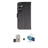 MARSİLYAN™- Galaxy S24 Kılıf Siluet Işık Serisi - Siyah 3D Antistatik Seramik Nano Ekran Koruyucu + Bilvis Titan Kamera Lens - DNMR