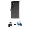 MARSİLYAN™- Galaxy S24 Kılıf Siluet Işık Serisi - Siyah 3D Antistatik Seramik Nano Ekran Koruyucu + PVD Metal Kamera Lens - GD