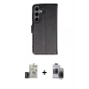 MARSİLYAN™- Galaxy S24 Kılıf Siluet Işık Serisi - Siyah Vanessa Magic Hayalet Cam + Bilvis Titan Kamera Lens - DNMR