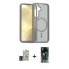 MARSİLYAN™- Galaxy S24 Kılıf Siluet Minimal Prime - Şeffaf 360 Full Body Arka Koruyucu + Derin Mor Bilvis Titan Kamera Lens