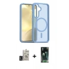 MARSİLYAN™- Galaxy S24 Kılıf Siluet Minimal Prime - Şeffaf 360 Full Body Arka Koruyucu + Derin Mor Bilvis Titan Kamera Lens