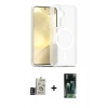 MARSİLYAN™- Galaxy S24 Kılıf Siluet Minimal Prime - Şeffaf 360 Full Body Arka Koruyucu + Derin Mor Bilvis Titan Kamera Lens