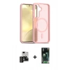 MARSİLYAN™- Galaxy S24 Kılıf Siluet Minimal Prime - Siyah 360 Mat Full Body Arka Koruyucu + PVD Metal Kamera Lens - DNMR