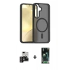 MARSİLYAN™- Galaxy S24 Kılıf Siluet Minimal Prime - Siyah 360 Mat Full Body Arka Koruyucu + PVD Metal Kamera Lens - DNMR