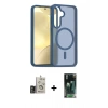 MARSİLYAN™- Galaxy S24 Kılıf Siluet Minimal Prime - Siyah 360 Mat Full Body Arka Koruyucu + Bilvis Titan Kamera Lens - GD