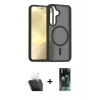 MARSİLYAN™- Galaxy S24 Kılıf Siluet Minimal Prime - Siyah 360 Mat Full Body Arka Koruyucu + Kamera Lens Koruma Cam - SF