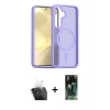 MARSİLYAN™- Galaxy S24 Kılıf Siluet Minimal Prime - Siyah 360 Mat Full Body Arka Koruyucu + Kamera Lens Koruma Cam - SF