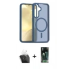 MARSİLYAN™- Galaxy S24 Kılıf Siluet Minimal Prime - Siyah 360 Mat Full Body Arka Koruyucu + Kamera Lens Koruma Cam - SF