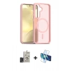 MARSİLYAN™- Galaxy S24 Kılıf Siluet Minimal Prime - Siyah 3D Antistatik Cam Ekran Koruyucu + Bilvis Titan Kamera Lens - DNMR