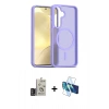 MARSİLYAN™- Galaxy S24 Kılıf Siluet Minimal Prime - Siyah 3D Antistatik Cam Ekran Koruyucu + Bilvis Titan Kamera Lens - DNMR