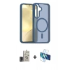MARSİLYAN™- Galaxy S24 Kılıf Siluet Minimal Prime - Siyah 3D Antistatik Cam Ekran Koruyucu + Bilvis Titan Kamera Lens - DNMR