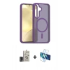 MARSİLYAN™- Galaxy S24 Kılıf Siluet Minimal Prime - Siyah 3D Antistatik Cam Ekran Koruyucu + Bilvis Titan Kamera Lens - DNMR