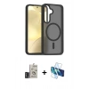MARSİLYAN™- Galaxy S24 Kılıf Siluet Minimal Prime - Siyah 3D Antistatik Cam Ekran Koruyucu + Bilvis Titan Kamera Lens - DNMR