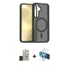 MARSİLYAN™- Galaxy S24 Kılıf Siluet Minimal Prime - Siyah 3D Antistatik Cam Ekran Koruyucu + Bilvis Titan Kamera Lens - SH