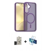MARSİLYAN™- Galaxy S24 Kılıf Siluet Minimal Prime - Siyah 3D Antistatik Cam Ekran Koruyucu + Bilvis Titan Kamera Lens - SH