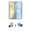 MARSİLYAN™- Galaxy S24 Kılıf Siluet Minimal Prime - Siyah 3D Antistatik Cam Ekran Koruyucu + Bilvis Titan Kamera Lens - SH