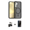 MARSİLYAN™- Galaxy S24 Kılıf Siluet Minimal Prime - Siyah 3D Antistatik Hayalet Cam Ekran Koruyucu + PVD Metal Kamera Lens - SH