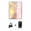 MARSİLYAN™- Galaxy S24 Kılıf Siluet Minimal Prime - Siyah 3D Antistatik Hayalet Cam Ekran Koruyucu + PVD Metal Kamera Lens - SH