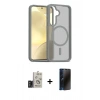 MARSİLYAN™- Galaxy S24 Kılıf Siluet Minimal Prime - Siyah 3D Antistatik Hayalet Cam Ekran Koruyucu + Bilvis Titan Kamera Lens - TMGI