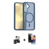 MARSİLYAN™- Galaxy S24 Kılıf Siluet Minimal Prime - Siyah 3D Antistatik Mat Seramik Nano Ekran Koruyucu + PVD Metal Kamera Lens - GD