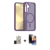 MARSİLYAN™- Galaxy S24 Kılıf Siluet Minimal Prime - Siyah 3D Antistatik Mat Seramik Nano Ekran Koruyucu + Bilvis Titan Kamera Lens - SH