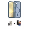 MARSİLYAN™- Galaxy S24 Kılıf Siluet Minimal Prime - Siyah 3D Antistatik Mat Seramik Nano Ekran Koruyucu + Bilvis Titan Kamera Lens - TMGI