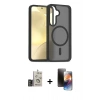 MARSİLYAN™- Galaxy S24 Kılıf Siluet Minimal Prime - Siyah 3D Antistatik Mat Seramik Nano Ekran Koruyucu + Bilvis Titan Kamera Lens - GD
