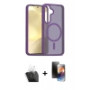 MARSİLYAN™- Galaxy S24 Kılıf Siluet Minimal Prime - Siyah 3D Antistatik Mat Seramik Nano Ekran Koruyucu + Kamera Lens Koruma Cam - SF