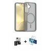 MARSİLYAN™- Galaxy S24 Kılıf Siluet Minimal Prime - Siyah 3D Antistatik Seramik Nano Ekran Koruyucu + PVD Metal Kamera Lens - DNMR
