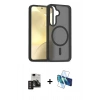 MARSİLYAN™- Galaxy S24 Kılıf Siluet Minimal Prime - Siyah 3D Antistatik Seramik Nano Ekran Koruyucu + PVD Metal Kamera Lens - DNMR