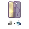 MARSİLYAN™- Galaxy S24 Kılıf Siluet Minimal Prime - Siyah 3D Antistatik Seramik Nano Ekran Koruyucu + Bilvis Titan Kamera Lens - GD