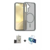 MARSİLYAN™- Galaxy S24 Kılıf Siluet Minimal Prime - Siyah 3D Antistatik Seramik Nano Ekran Koruyucu + Bilvis Titan Kamera Lens - GD