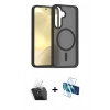 MARSİLYAN™- Galaxy S24 Kılıf Siluet Minimal Prime - Siyah 3D Antistatik Seramik Nano Ekran Koruyucu + Kamera Lens Koruma Cam - SF