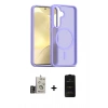 MARSİLYAN™- Galaxy S24 Kılıf Siluet Minimal Prime - Siyah 6D Antistatik Mat Seramik Hayalet Nano Ekran Koruyucu + Gold Bilvis Titan Kamera Lens