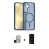 MARSİLYAN™- Galaxy S24 Kılıf Siluet Minimal Prime - Siyah 6D Antistatik Mat Seramik Hayalet Nano Ekran Koruyucu + Bilvis Titan Kamera Lens - SH