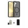 MARSİLYAN™- Galaxy S24 Kılıf Siluet Minimal Prime - Siyah 6D Antistatik Mat Seramik Hayalet Nano Ekran Koruyucu + Bilvis Titan Kamera Lens - SH