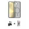 MARSİLYAN™- Galaxy S24 Kılıf Siluet Minimal Prime - Siyah Bilvis 3D Cam Ekran Koruyucu + PVD Metal Kamera Lens - DNMR