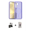 MARSİLYAN™- Galaxy S24 Kılıf Siluet Minimal Prime - Siyah Bilvis 3D Cam Ekran Koruyucu + PVD Metal Kamera Lens - DNMR
