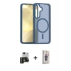 MARSİLYAN™- Galaxy S24 Kılıf Siluet Minimal Prime - Siyah Bilvis 3D Cam Ekran Koruyucu + PVD Metal Kamera Lens - TNGI
